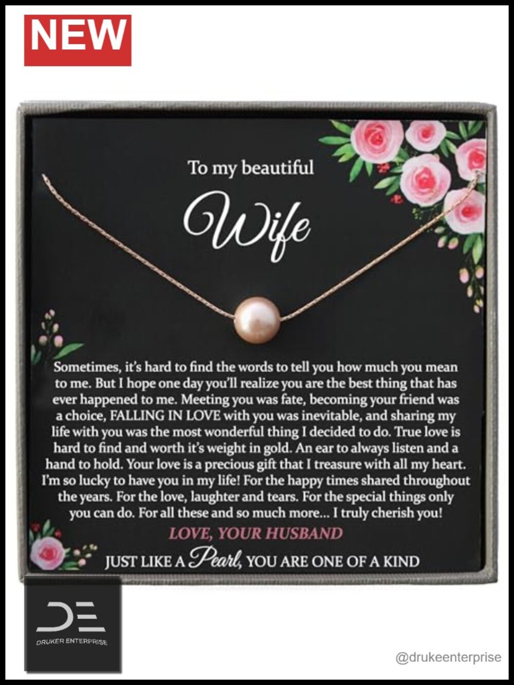 14K Rose Gold-Filled Floating Pearl Pendant Necklace, Hypoallergenic Gift for